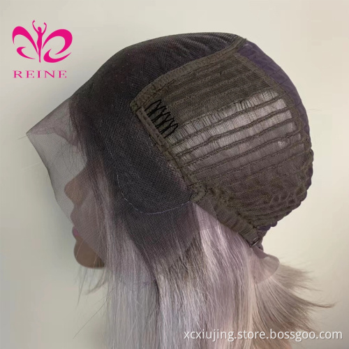 REINE Cuticle Aligned Raw Virgin Hair Ombr Gray Color BOB Straight Lace Front Human Hair Wigs Wholesale Grey Virgin Hair Vendors